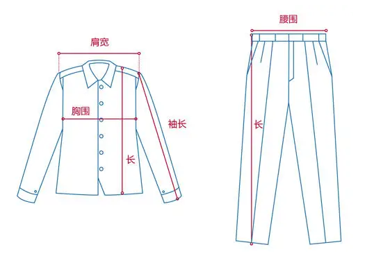 定做工作服測量展示圖，短袖工作服定做，冬季工作服定做